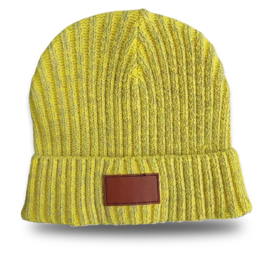 1. Gul navnehue, First Edition, strikket med refleks